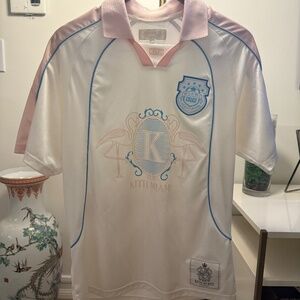KITH Sports Miami Soccer Jersey Pink White Flamingo Crest XS